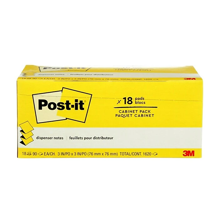 Post-it® Pop-up Notes, 3" X 3", Canary Yellow, 90 Sheets/Pad, 18 Pads/Pack (R330-18CP) 3 Post-it® Pop-up Notes, 3" X 3", Canary Yellow, 90 Sheets/Pad, 18 Pads/Pack (R330-18CP)