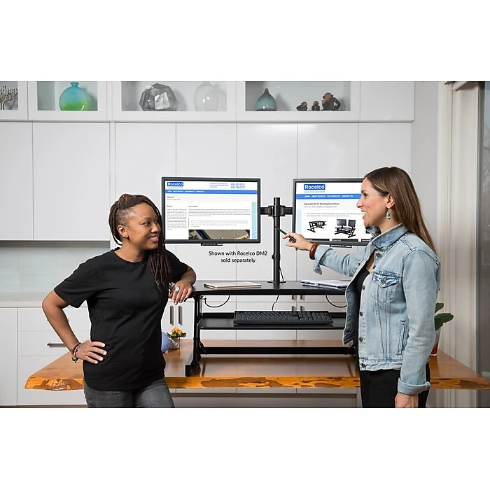 Rocelco 37.5" Deluxe Height Adjustable Standing Desk Converter, Large Retractable Keyboard Tray, Black (R DADRB) 8 Rocelco 37.5" Deluxe Height Adjustable Standing Desk Converter, Large Retractable Keyboard Tray, Black (R DADRB) - Image 6