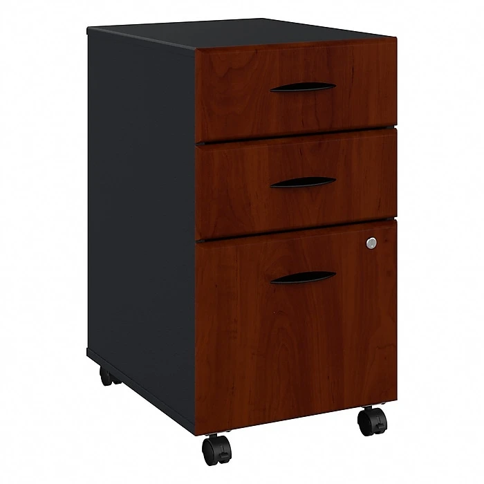 Bush Business Furniture Cubix 3 Drawer Mobile File Cabinet, Hansen Cherry/Galaxy (WC94453PSU) 3 Bush Business Furniture Cubix 3 Drawer Mobile File Cabinet, Hansen Cherry/Galaxy (WC94453PSU)