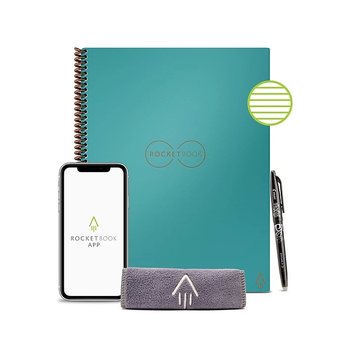 Rocketbook Core Reusable Smart Notebook, 8.5" X 11", Lined Ruled, 32 Pages, Teal (EVR2-L-RC-CCE) 4 Rocketbook Core Reusable Smart Notebook, 8.5" X 11", Lined Ruled, 32 Pages, Teal (EVR2-L-RC-CCE) - Image 2