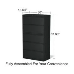 Staples HL8000 Commercial 5-Drawer Lateral File Cabinet, Locking, Letter/Legal, Black, 36"W (21754D) -Office Supplies Shop 2F56D633 3E87 45AE A3D79044A3FFD3BA sc7