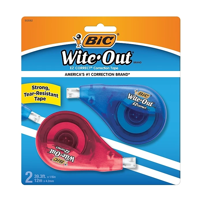 BIC Wite-Out EZ Correct Correction Tape, White, 2/Pack (50592) 3 BIC Wite-Out EZ Correct Correction Tape, White, 2/Pack (50592)
