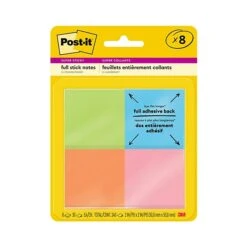 Post-it® Super Sticky Full Stick Notes, 1 7/8" X 1 7/8", Energy Boost Collection, 30 Sheets/Pad, 8 Pads/Pack (F220-8SSAU)