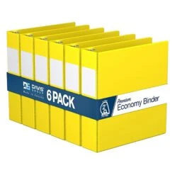 Davis Group Premium Economy 2" 3-Ring Non-View Binder, Yellow, 6/Pack (2304-05-06)