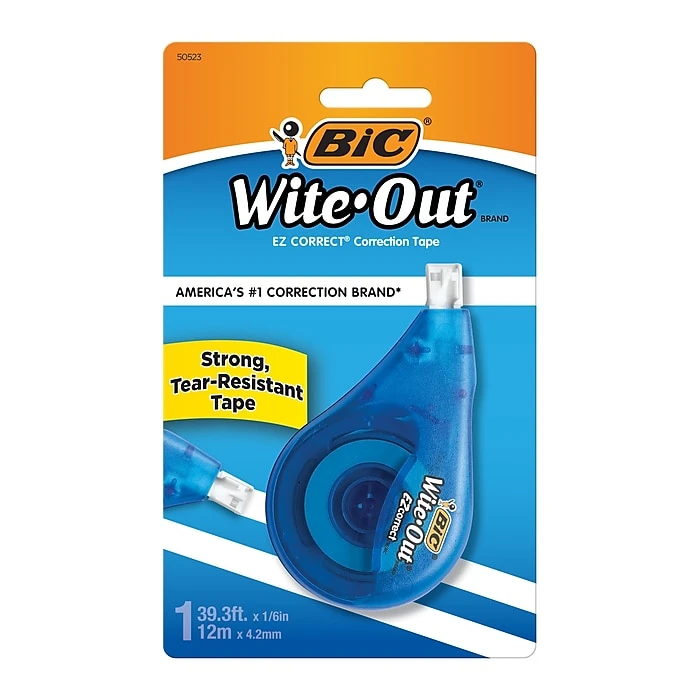 BIC Wite-Out EZ Correct Correction Tape, White (50523/WOTAPP1) 3 BIC Wite-Out EZ Correct Correction Tape, White (50523/WOTAPP1)