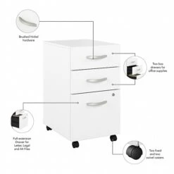 Bush Business Furniture Studio A 3-Drawer Mobile File Cabinet, Locking, Letter/Legal, White, 20" (SDF216WHSU-Z) -Office Supplies Shop 5965C174 8880 475D 9C4B05889A9813EA sc7