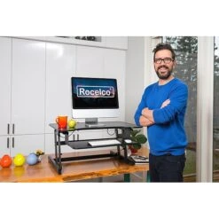 Rocelco 32" Height Adjustable Standing Desk Converter, Sit Stand Up Retractable Keyboard Riser, Black (R ADRB) -Office Supplies Shop 5E97C445 9E75 4D83 8CD4EA474B75C0C2 sc7