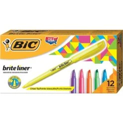 BIC Brite Liner Stick Highlighter, Chisel Tip, Yellow, Dozen (65550) -Office Supplies Shop 669D6C15 6478 4ADB 9C886F950231CF1B sc7