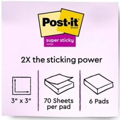 3M Post-it® Recycled Super Sticky Notes, Wanderlust Pastels Collection, 3 In X 3 In, 70 Sheets/Pad, 6 Pads/Pack (654-6SSNRP) -Office Supplies Shop 876B0F56 382B 4322 A0E6EE55549D029D sc7