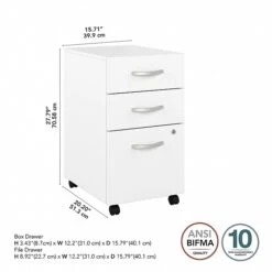 Bush Business Furniture Studio A 3-Drawer Mobile File Cabinet, Locking, Letter/Legal, White, 20" (SDF216WHSU-Z) -Office Supplies Shop 91BC7399 8D41 4AC4 B764E9009CD639C8 sc7