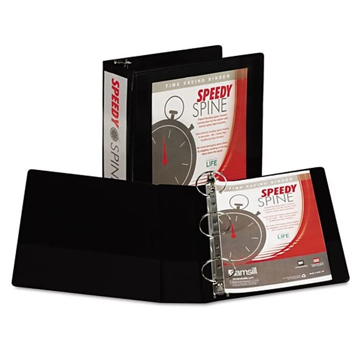 Samsill Speedy Spine 3" 3-Ring View Binder, Black (SAM18180C) 3 Samsill Speedy Spine 3" 3-Ring View Binder, Black (SAM18180C)