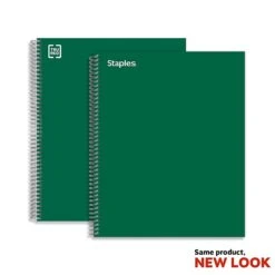 Staples Premium 3-Subject Notebook, 8.5" X 11", College Ruled, 138 Sheets, Green (TR58362)