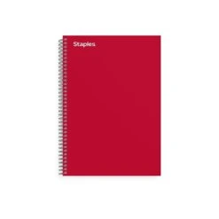 Staples Premium 3-Subject Notebook, 5.88" X 9.5", College Ruled, 138 Sheets, Red (TR58353)