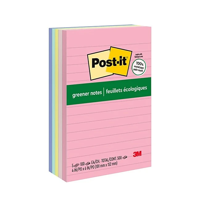 Post-it® Greener Notes, 4" X 6", Sweet Sprinkles Collection, Lined, 100 Sheets/Pad, 5 Pads/Pack (6605PKRPA) 10 Post-it® Greener Notes, 4" X 6", Sweet Sprinkles Collection, Lined, 100 Sheets/Pad, 5 Pads/Pack (6605PKRPA) - Image 8