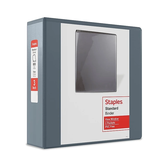 Staples Standard 3" 3-Ring View Binder, Black (26449-CC) 12 Staples Standard 3" 3-Ring View Binder, Black (26449-CC) - Image 10