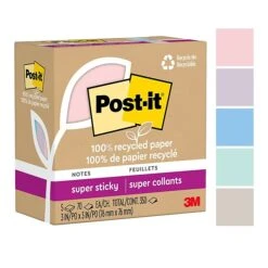 Post-it® 100% Recycled Paper Super Sticky Notes, 3 In X 3 In, Wanderlust Pastels Collection, 5 Pads/Pack, 70 Sheets/Pad -Office Supplies Shop CE17D5F2 315C 4141 A9DE4D86923DC36F sc7