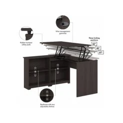 Bush Furniture Cabot 37-42"H Corner Adjustable Standing 3-Position Desk With Shelves, Heather Gray (WC31716) -Office Supplies Shop E45CAF7B 26CC 45C2 A00E187A69E2A1F4 sc7