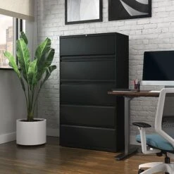 Staples HL8000 Commercial 5-Drawer Lateral File Cabinet, Locking, Letter/Legal, Black, 36"W (21754D) -Office Supplies Shop EDF4BD7E 8745 4224 B0D05BDC20B48B1F sc7