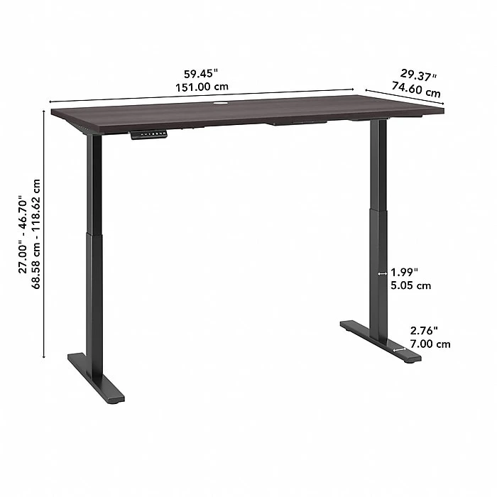 Bush Business Furniture Move 60 Series 27''-47'' Adjustable Standing Desk, Storm Gray (M6S6030SGBK) 7 Bush Business Furniture Move 60 Series 27''-47'' Adjustable Standing Desk, Storm Gray (M6S6030SGBK) - Image 5