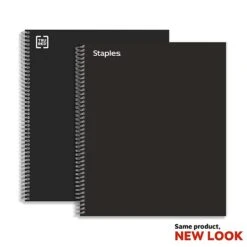 Staples Premium 1-Subject Notebook, 8.5" X 11", College Ruled, 90 Sheets, Black (TR58355)