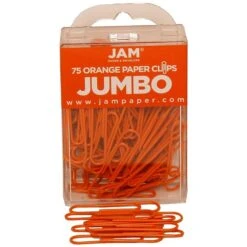 JAM Paper Jumbo Paper Clips, Orange, 75/Pack (42186871)