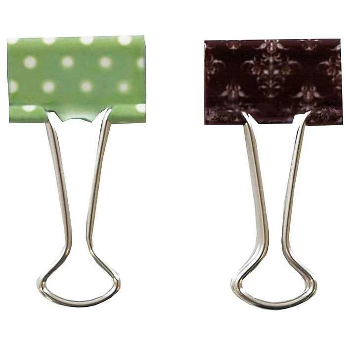 JAM Paper® Colorful Binder Clips, Small, 3/4 Inch, Green & White Polka Dots & Dark Brown Damask Binderclips, 10/Pack (336128838) 4 JAM Paper® Colorful Binder Clips, Small, 3/4 Inch, Green & White Polka Dots & Dark Brown Damask Binderclips, 10/Pack (336128838) - Image 2