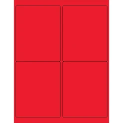 Tape Logic® Rectangle Laser Labels, 4" X 5", Fluorescent Red, 400/Case (LL181RD)