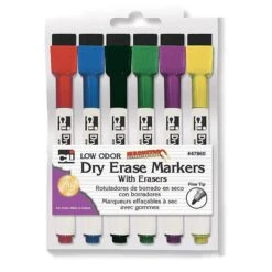 Charles Leonard Magnetic Dry Erase Markers W Eraser Assorted Colors, Fine Point, Bundle Of 6, 6/pk, Total Of 36 (CHL47860)