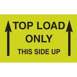 Staples® "Top Load Only This Side Up" Labels, Yellow/Black, 5" X 3", 500/Rl