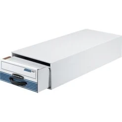 BANKERS BOX® STOR/DRAWER® STEEL PLUS™ Storage Drawers, Checks, White/Blue, 4 3/8"H X 9 1/4"W X 23 1/4"D
