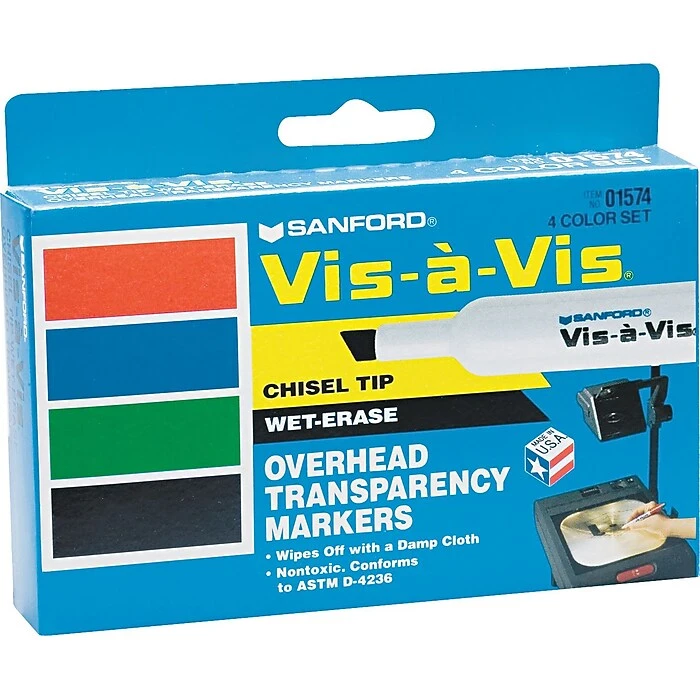 Expo Vis-a-Vis Wet Erase Markers, Chisel Tip, Assorted, 4/pk (1574) 3 Expo Vis-a-Vis Wet Erase Markers, Chisel Tip, Assorted, 4/pk (1574)