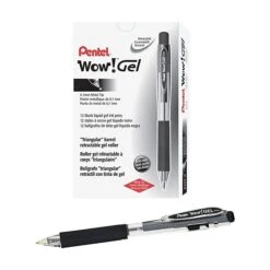 Pentel WOW! Retractable Gel Pens, Medium Point, Black Ink, 24/Pk (K437ASW2)