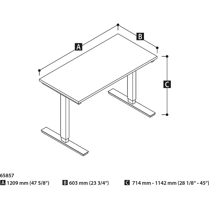 Bestar® 24" X 48" Electric Height Adjustable Table, Antigua 5 Bestar® 24" X 48" Electric Height Adjustable Table, Antigua - Image 3