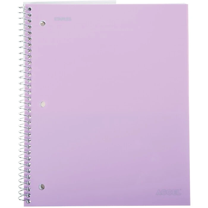 Staples® Accel, Durable Poly Cover 1 Subject Notebook, Wide Ruled, 8" X 10-1/2", Assorted 4 Staples® Accel, Durable Poly Cover 1 Subject Notebook, Wide Ruled, 8" X 10-1/2", Assorted - Image 2