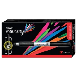 BIC Intensity Permanent Marker, Fine Point, Black, Dozen (31531/GPM11BK)