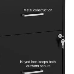 Staples 2-Drawer Light Duty Vertical File Cabinet, Locking, Letter, Black, 22"D (52153) -Office Supplies Shop s1212878 sc7