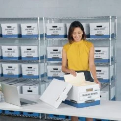 Bankers Box R-Kive® Heavy-Duty FastFold File Storage Boxes, Lift-Off Lid, Letter/Legal Size, White/Blue, 12/Carton (07243) -Office Supplies Shop s1213058 sc7
