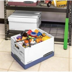 Bankers Box R-Kive® Heavy-Duty FastFold File Storage Boxes, Lift-Off Lid, Letter/Legal Size, White/Blue, 12/Carton (07243) -Office Supplies Shop s1213060 sc7