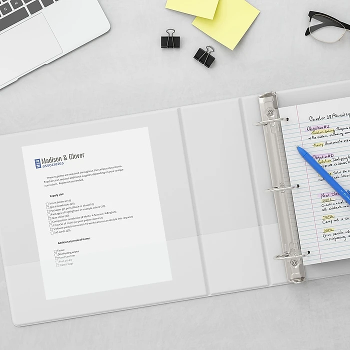 Staples Standard 5" 3-Ring View Binder, White (26360-CC) 8 Staples Standard 5" 3-Ring View Binder, White (26360-CC) - Image 6