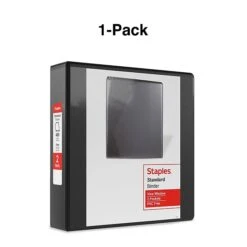 Staples Standard 2" 3-Ring View Binder, Black (26443-CC) -Office Supplies Shop s1216287 sc7