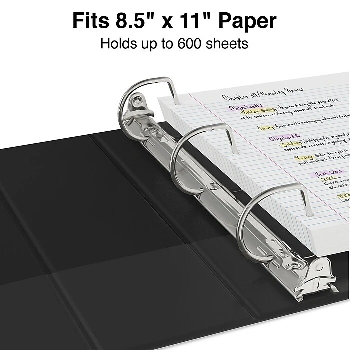 Staples Standard 3" 3-Ring View Binder, Black (26449-CC) 5 Staples Standard 3" 3-Ring View Binder, Black (26449-CC) - Image 3