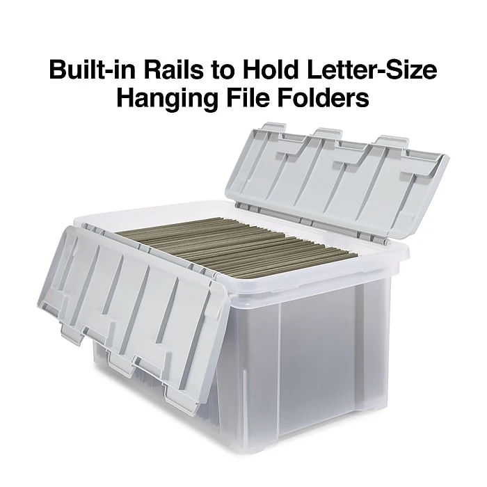 Staples Hanging File Box, Wing Lid, Letter Size, Clear (TR58300) 4 Staples Hanging File Box, Wing Lid, Letter Size, Clear (TR58300) - Image 2
