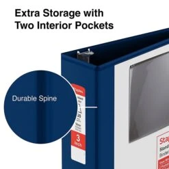 Staples Standard 3" 3-Ring View Binder, Navy Blue (26451-CC) -Office Supplies Shop s1221779 sc7
