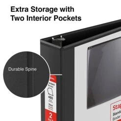 Staples Standard 2" 3-Ring View Binder, Black (26443-CC) -Office Supplies Shop s1221780 sc7