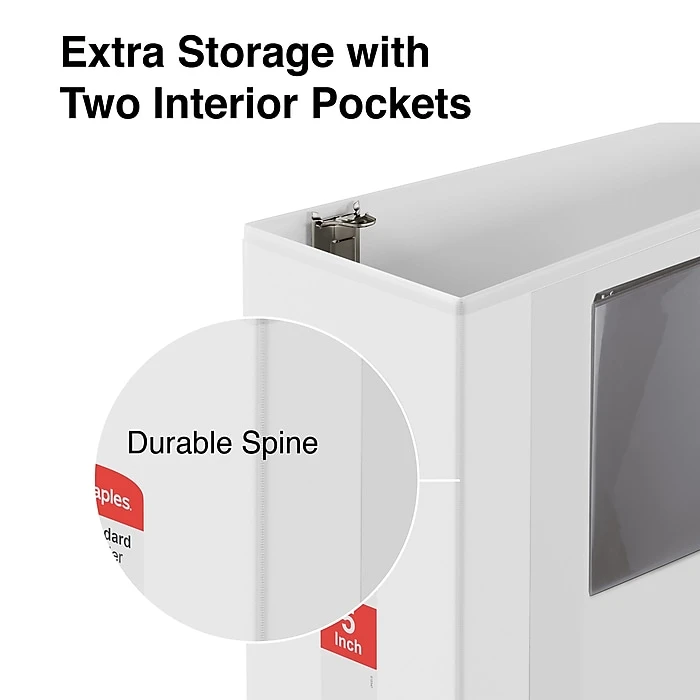 Staples Standard 5" 3-Ring View Binder, White (26360-CC) 7 Staples Standard 5" 3-Ring View Binder, White (26360-CC) - Image 5