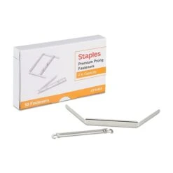 Staples Premium Prong Fasteners, 2.75"W, Silver, 50/Pack (44405)