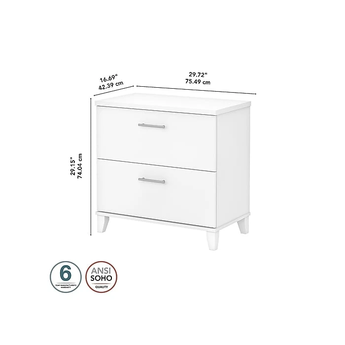 Bush Furniture Somerset 2-Drawer Lateral File Cabinet, Letter/Legal, White, 30" (WC81980) 7 Bush Furniture Somerset 2-Drawer Lateral File Cabinet, Letter/Legal, White, 30" (WC81980) - Image 5
