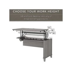 Bush Furniture Somerset 72"W 3-Position Sit To Stand L-Shaped Desk With Hutch And File Cabinet, Platinum Gray (SET016PG) -Office Supplies Shop sp101295695 sc7