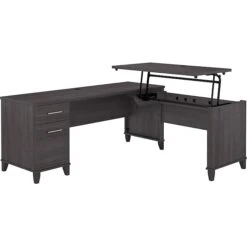 Bush Furniture Somerset 72W 3 Position Sit To Stand L Shaped Desk, Storm Gray (SET014SG)