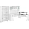 Bush Furniture Somerset 72"W 3-Position Sit To Stand L-Shaped Desk With Hutch And Bookcase, White (SET017WH)